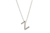 Charm Initial Letter Z  925 Sterling Silver Necklace with Chain